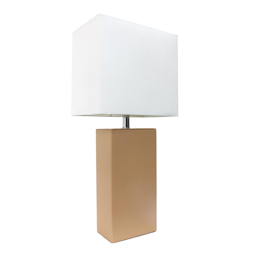 Lexington 21" Leather Base Modern Bedside Table Lamp. Picture 1