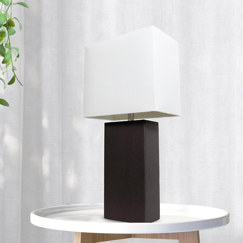 Lexington 21" Leather Base Modern Bedside Table Lamp. Picture 3