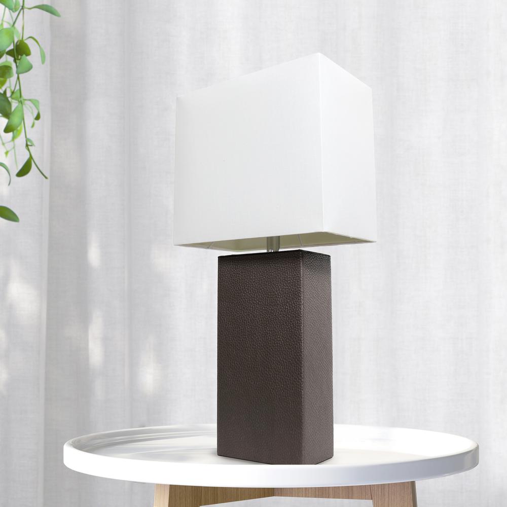 Lexington 21" Leather Base Modern Bedside Table Lamp. Picture 4