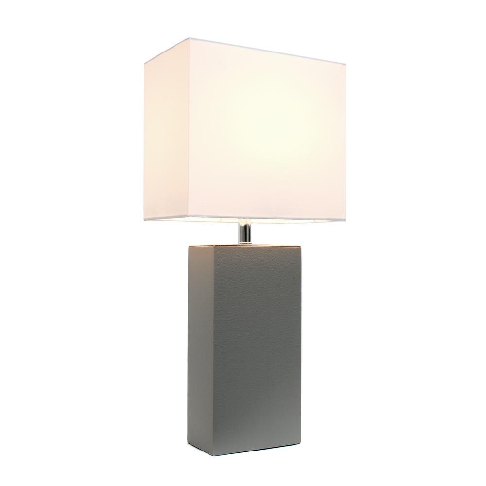 Lexington 21" Leather Base Modern Bedside Table Lamp. Picture 7