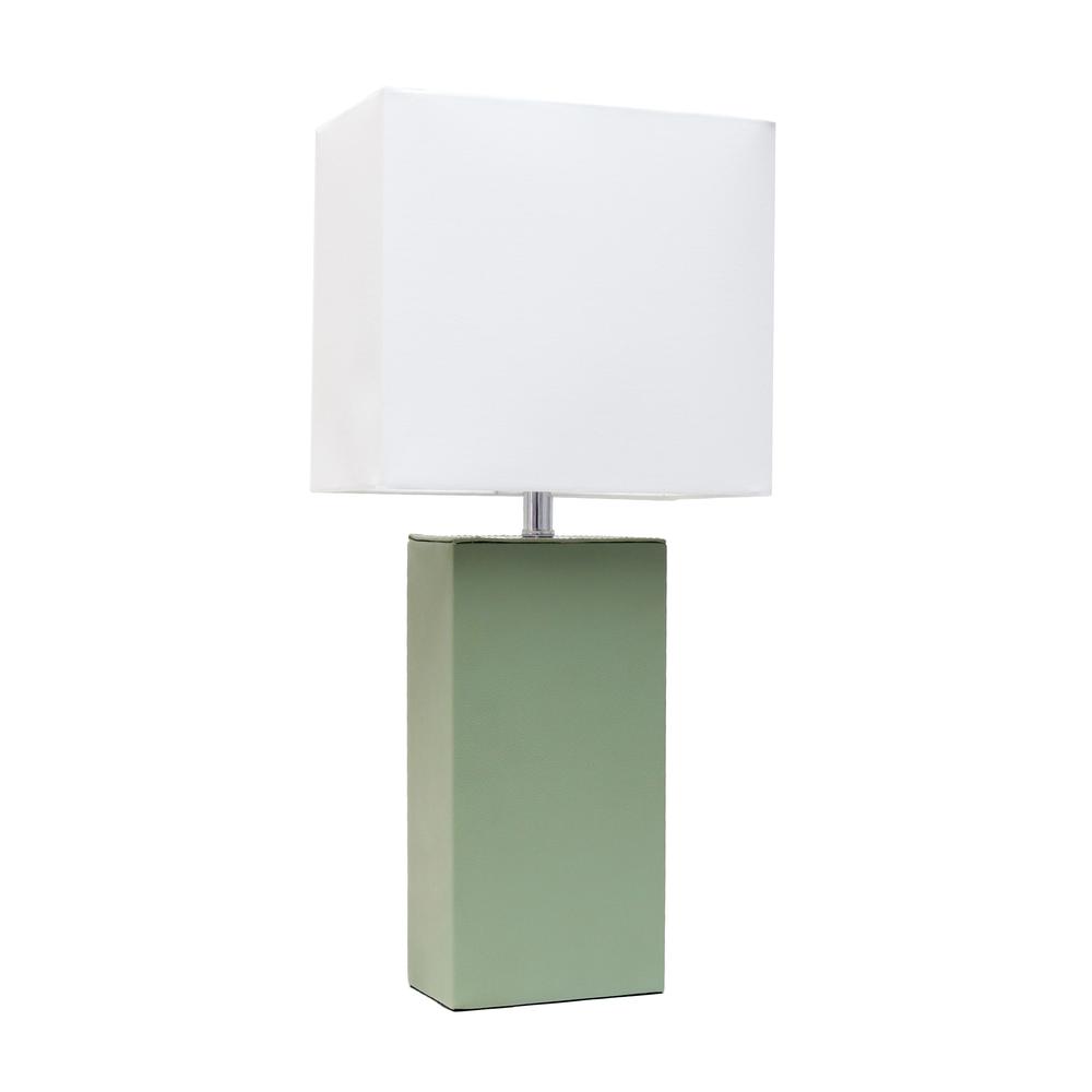 Leather Base Modern Bedside Table Lamp for Living Room, Bedroom, Entryway. Picture 1