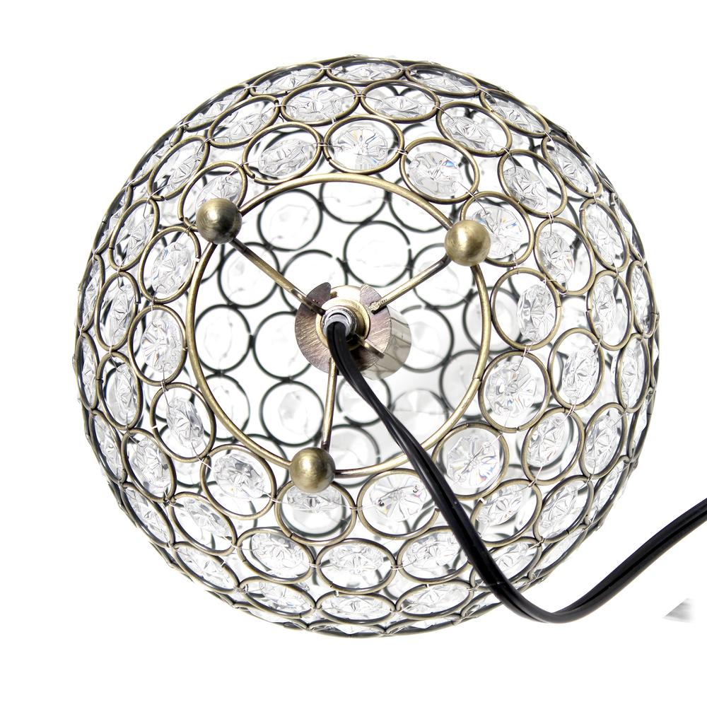 Elipse Medium Contemporary Metal Crystal Round Sphere Glamorous Orb Table Lamp. Picture 4