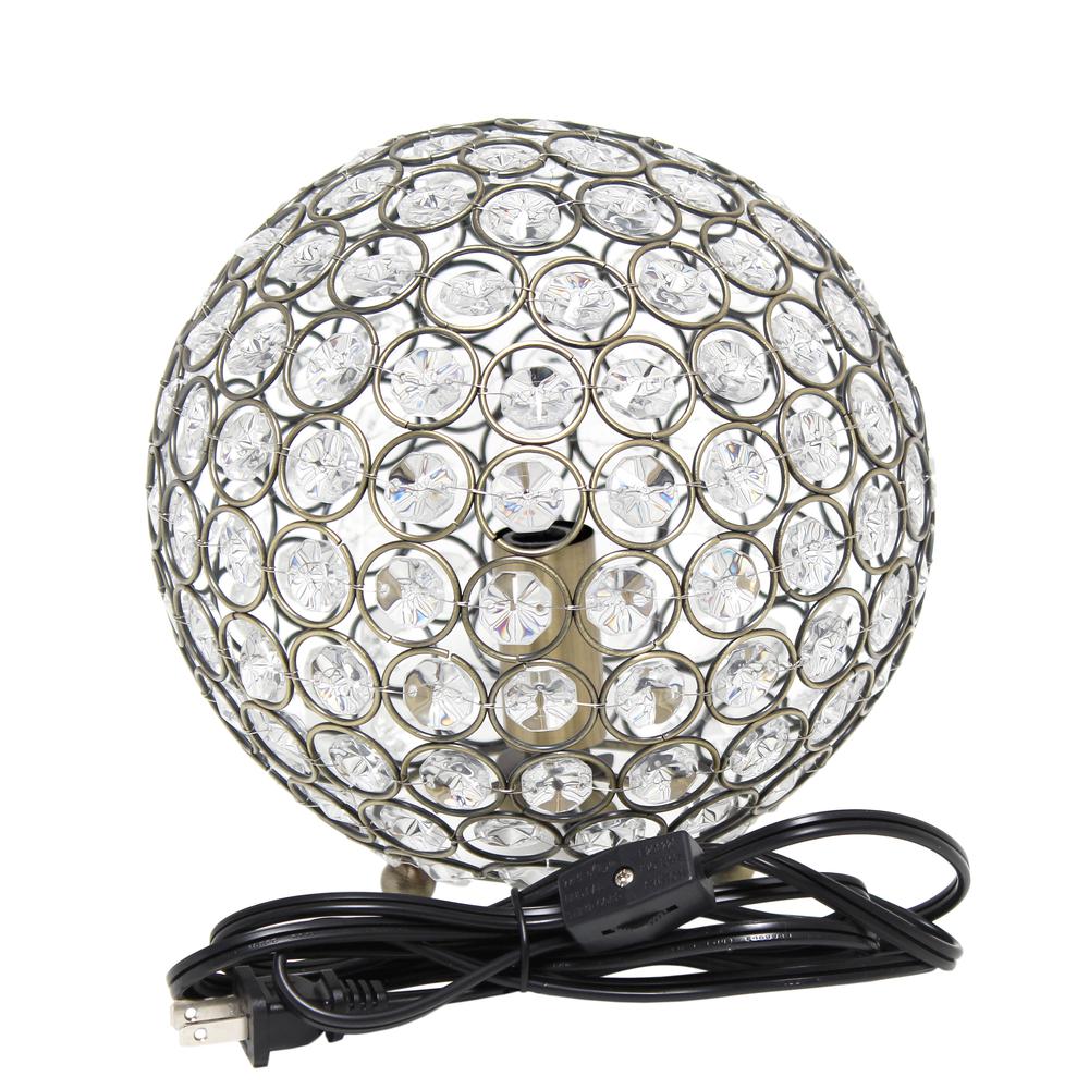 Elipse Medium Contemporary Metal Crystal Round Sphere Glamorous Orb Table Lamp. Picture 1