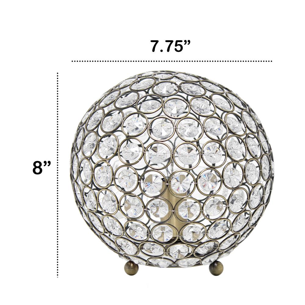 Elipse Medium Contemporary Metal Crystal Round Sphere Glamorous Orb Table Lamp. Picture 9