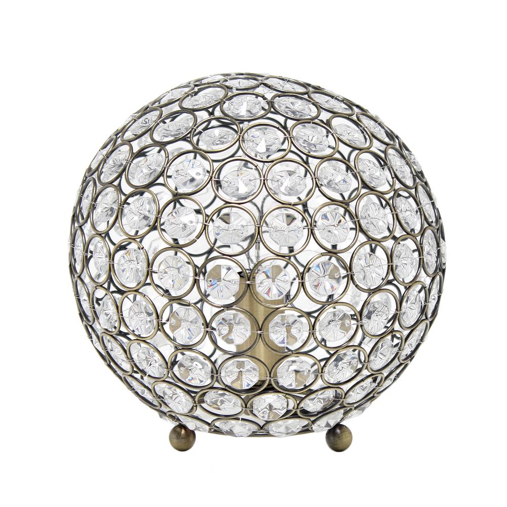 Elipse Medium Contemporary Metal Crystal Round Sphere Glamorous Orb Table Lamp. Picture 2