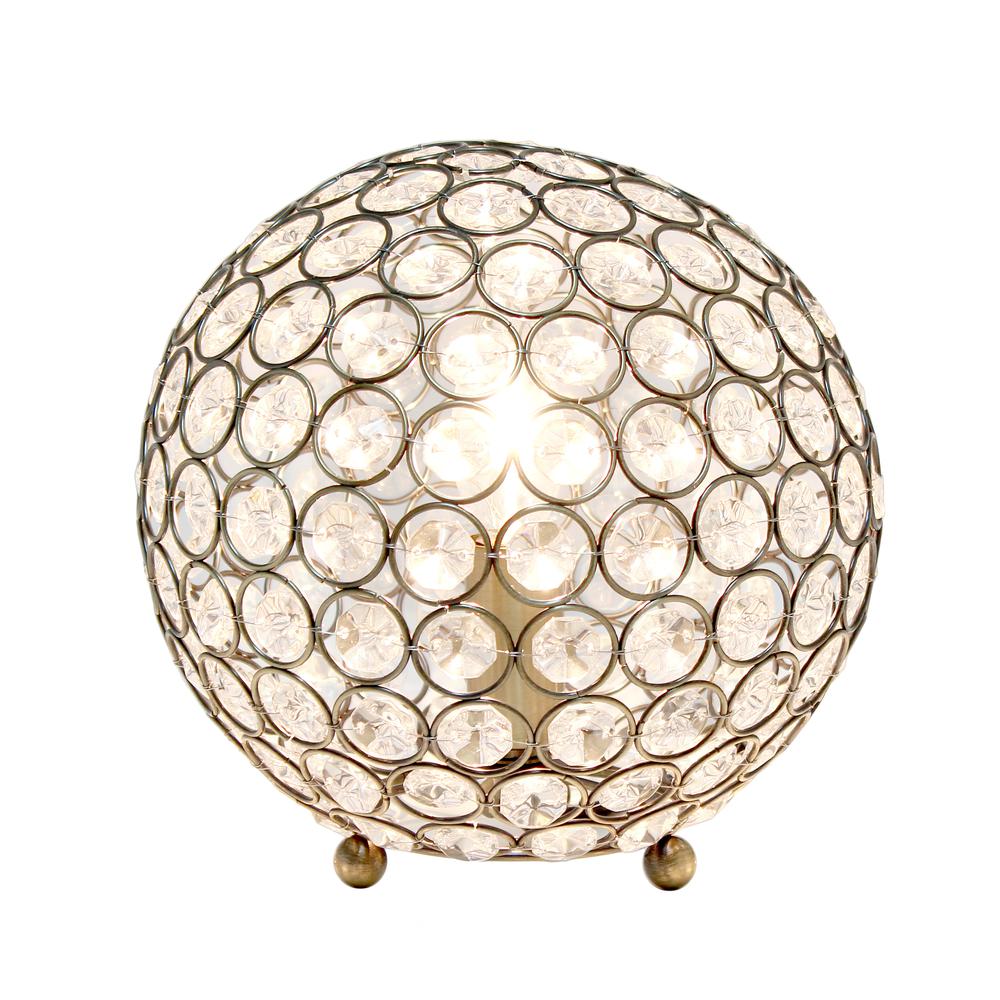 Elipse Medium Contemporary Metal Crystal Round Sphere Glamorous Orb Table Lamp. Picture 3