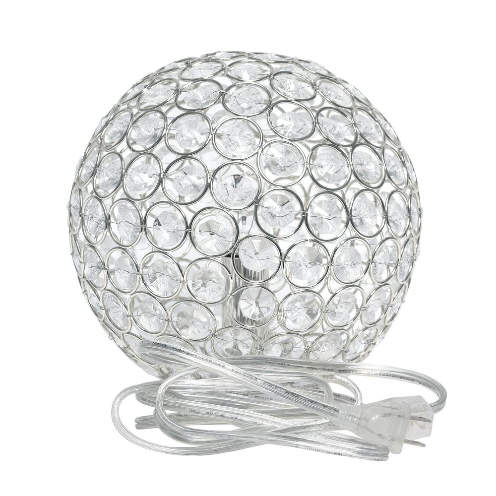 Elipse Medium 8"Metal Crystal Round Sphere Glamourous Orb Table Lamp. Picture 3