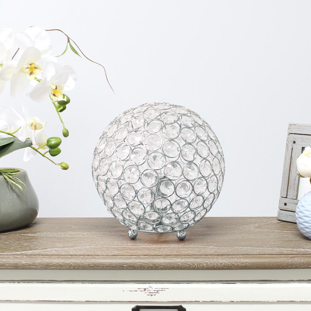 Elipse Medium 8"Metal Crystal Round Sphere Glamourous Orb Table Lamp. Picture 4