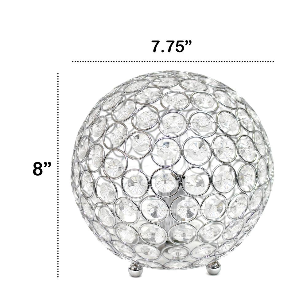 Elipse Medium 8"Metal Crystal Round Sphere Glamourous Orb Table Lamp. Picture 6