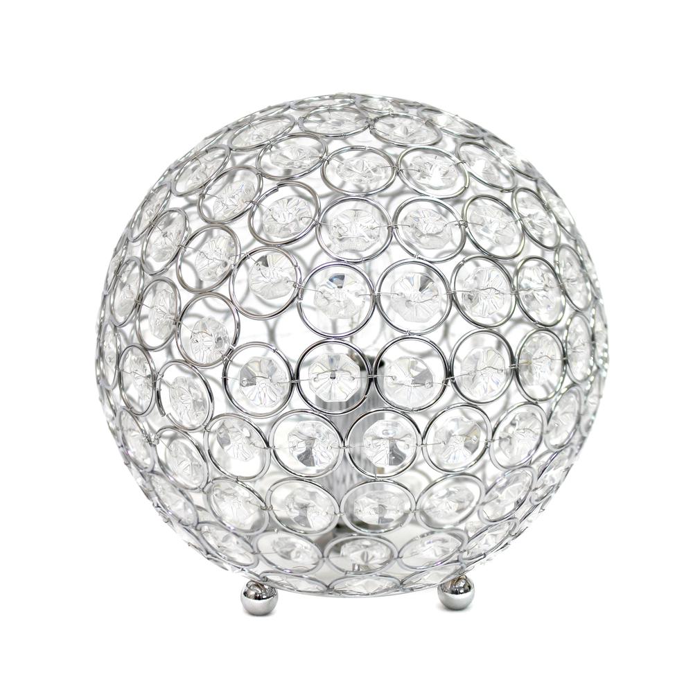 Elipse Medium 8" Metal Crystal Round Sphere Glamourous Orb Table Lamp. Picture 1