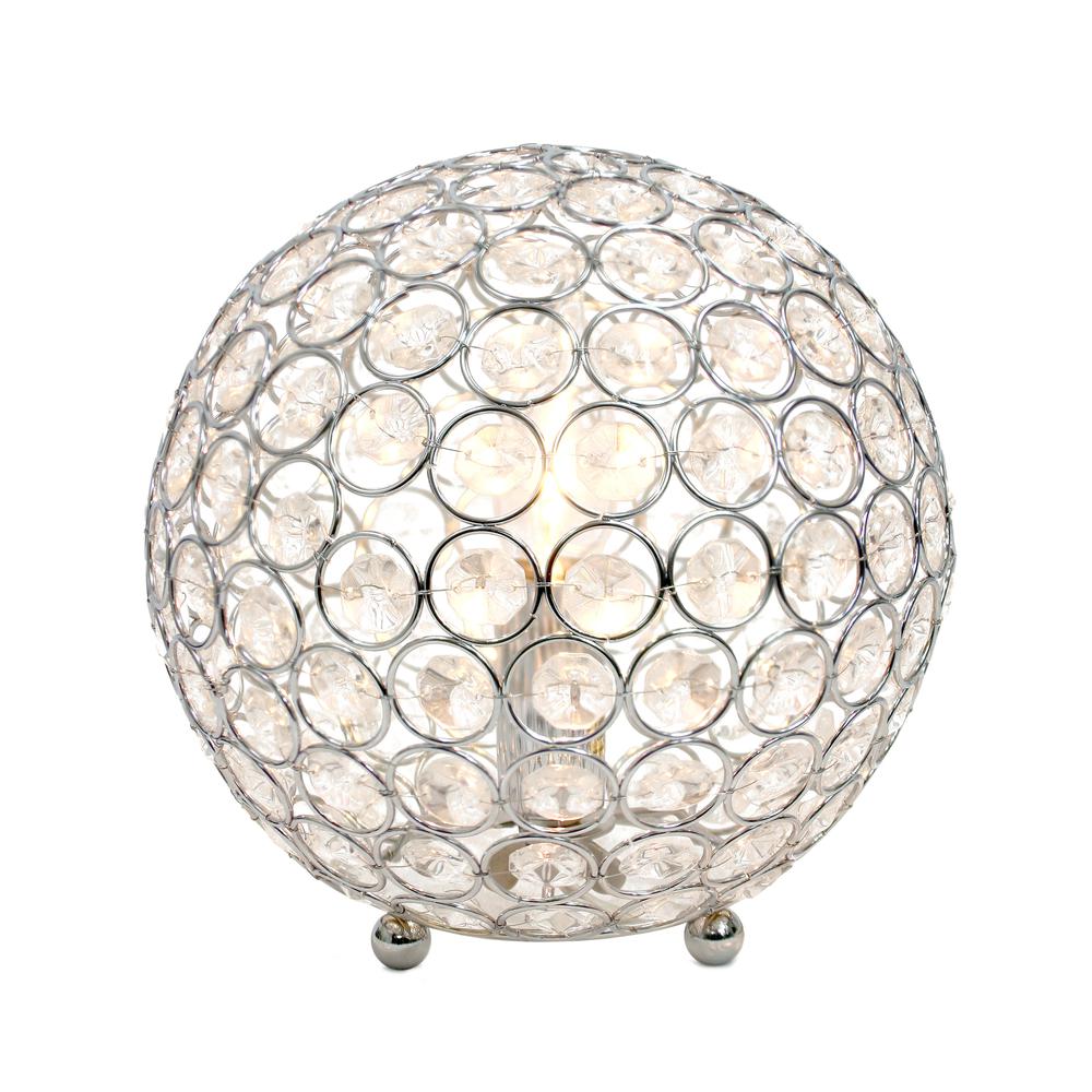 Elipse Medium 8"Metal Crystal Round Sphere Glamourous Orb Table Lamp. Picture 8