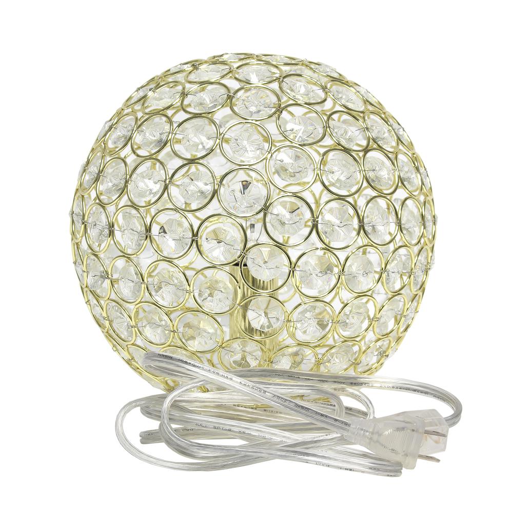 Elipse Medium 8" Metal Crystal Round Sphere Glamourous Orb Table Lamp. Picture 3