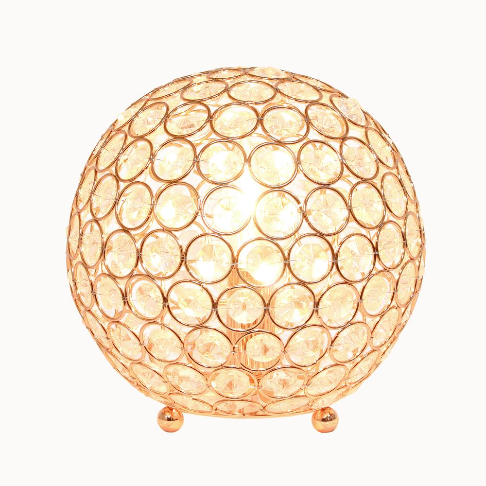 Elipse Medium 8" Metal Crystal Round Sphere Glamourous Orb Table Lamp. Picture 8