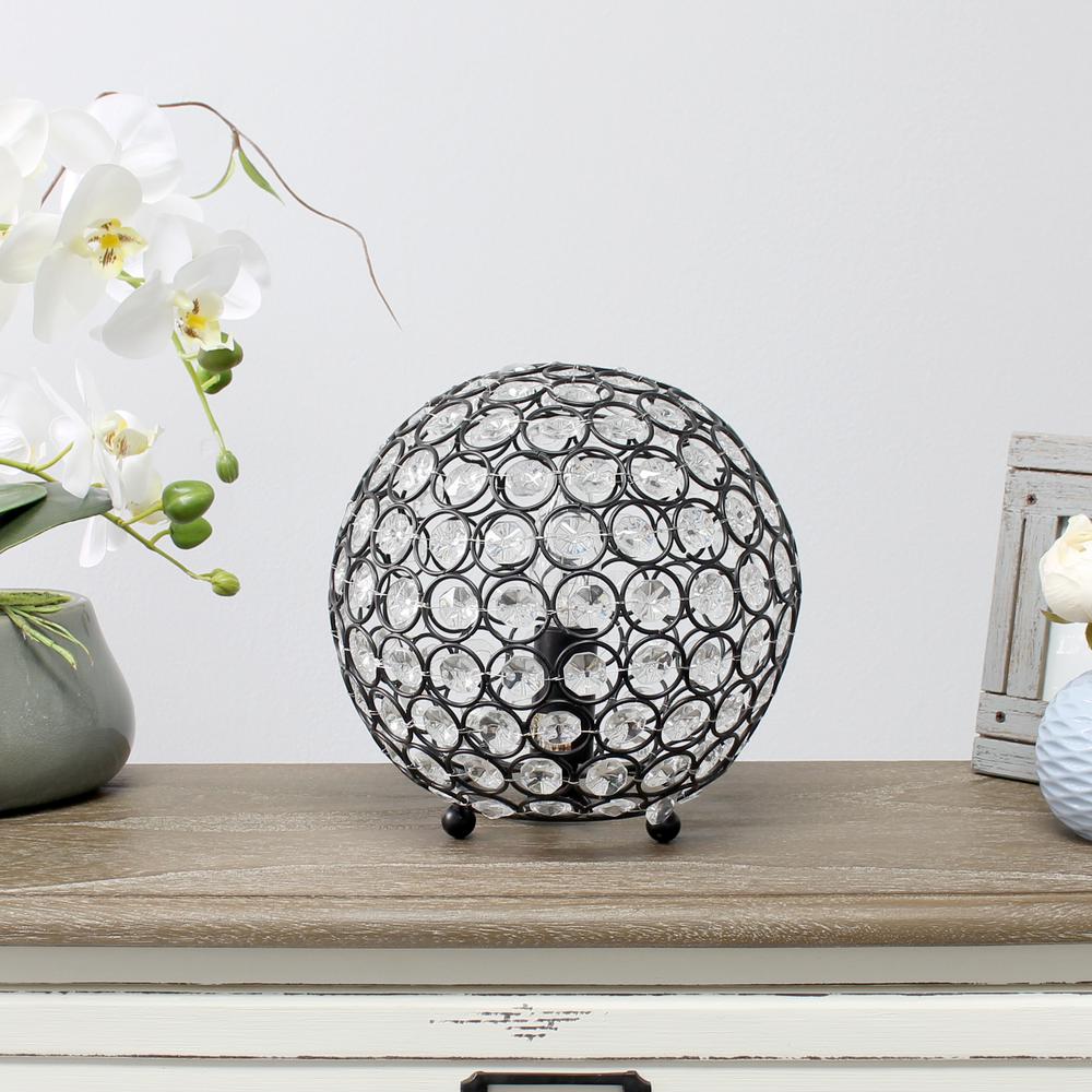 Elipse Medium 8" Metal Crystal Round Sphere Glamourous Orb Table Lamp. Picture 4