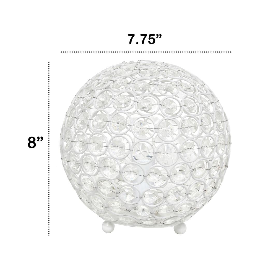 Elipse Medium 8"Metal Crystal Round Sphere Glamourous Orb Table Lamp. Picture 6