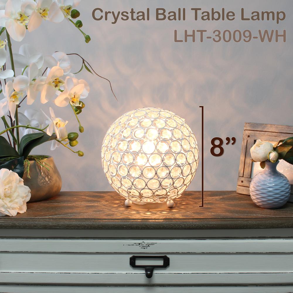 Elipse Medium 8" Metal Crystal Round Sphere Glamourous Orb Table Lamp. Picture 9