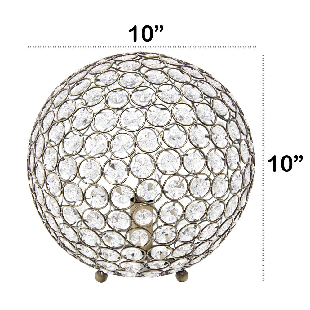 Elipse Medium Contemporary Metal Crystal Round Sphere Glamorous Orb Table Lamp. Picture 9