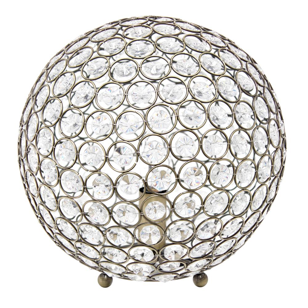 Elipse Medium Contemporary Metal Crystal Round Sphere Glamorous Orb Table Lamp. Picture 2