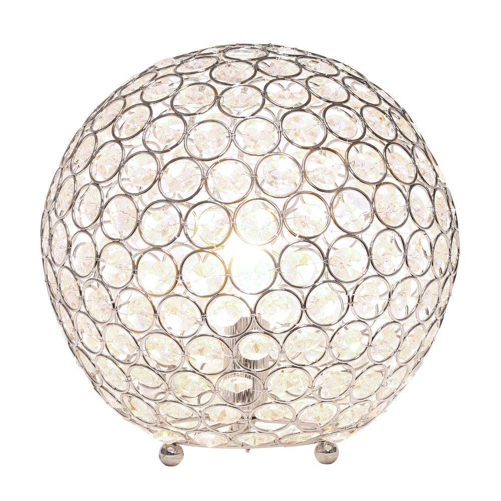 Elipse Medium 10" Metal Crystal Round Sphere Glamourous Orb Table Lamp. Picture 8