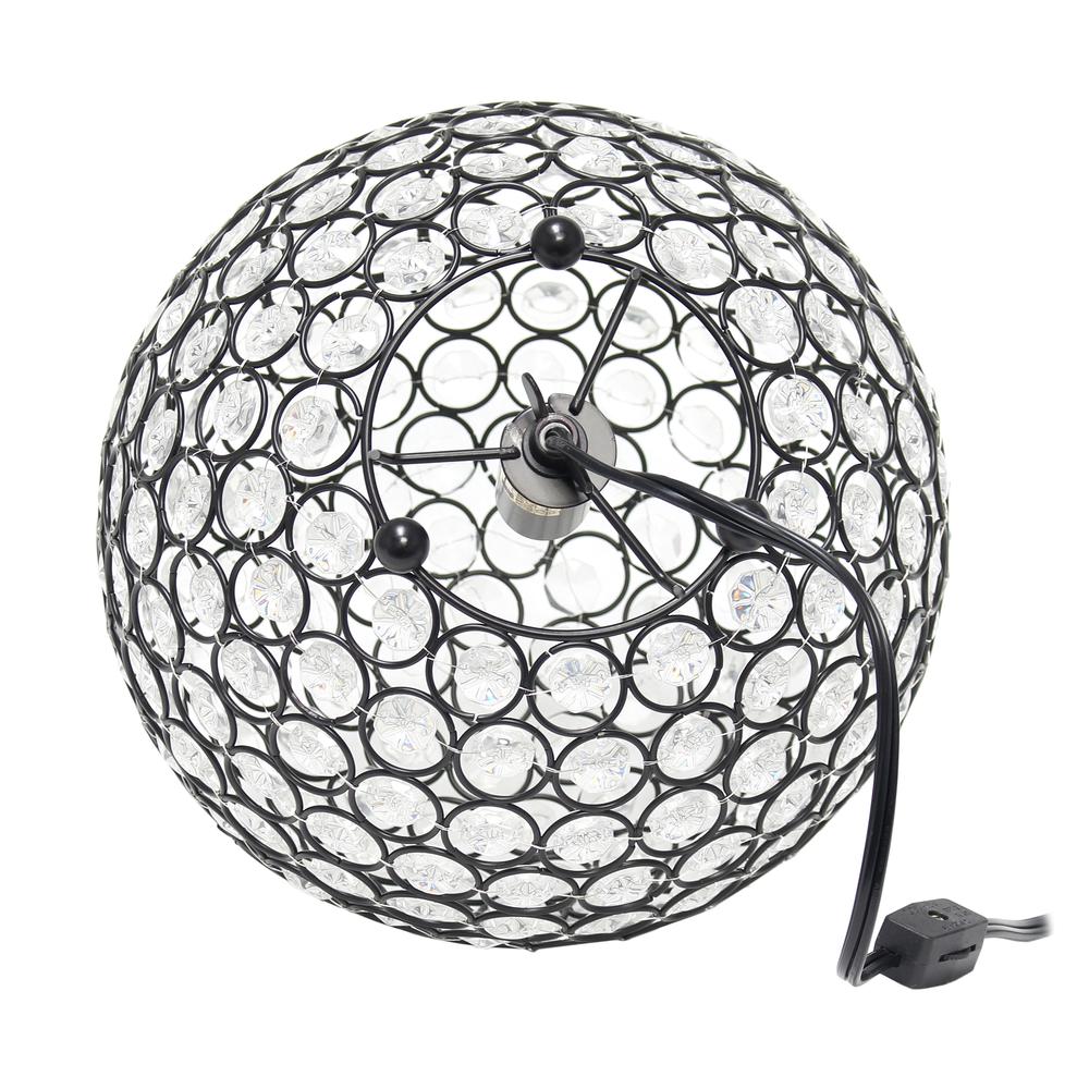 Elipse Medium 10" Metal Crystal Round Sphere Glamourous Orb Table Lamp. Picture 2