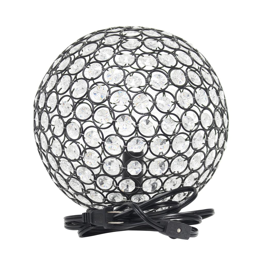 Elipse Medium 10" Metal Crystal Round Sphere Glamourous Orb Table Lamp. Picture 3
