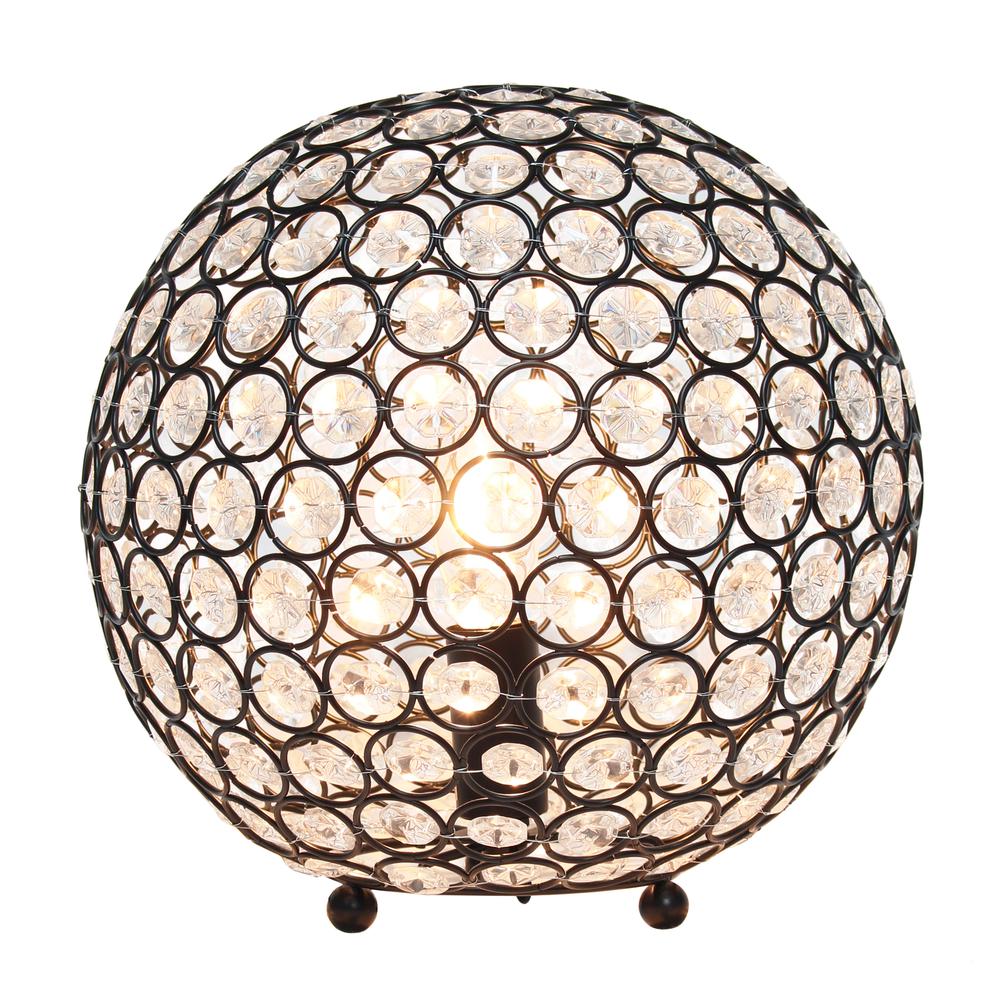 Elipse Medium 10" Metal Crystal Round Sphere Glamourous Orb Table Lamp. Picture 8