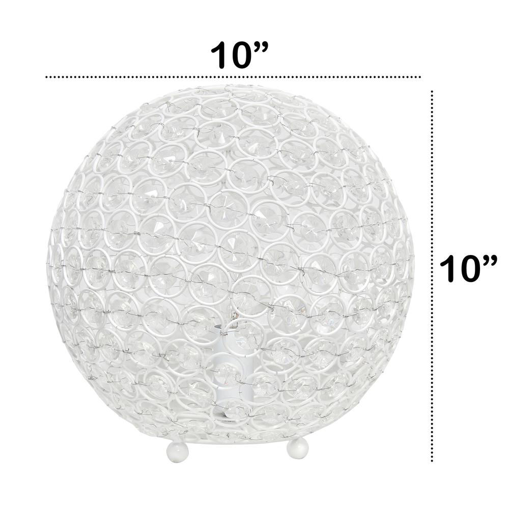 Elipse Medium 10" Metal Crystal Round Sphere Glamourous Orb Table Lamp. Picture 6