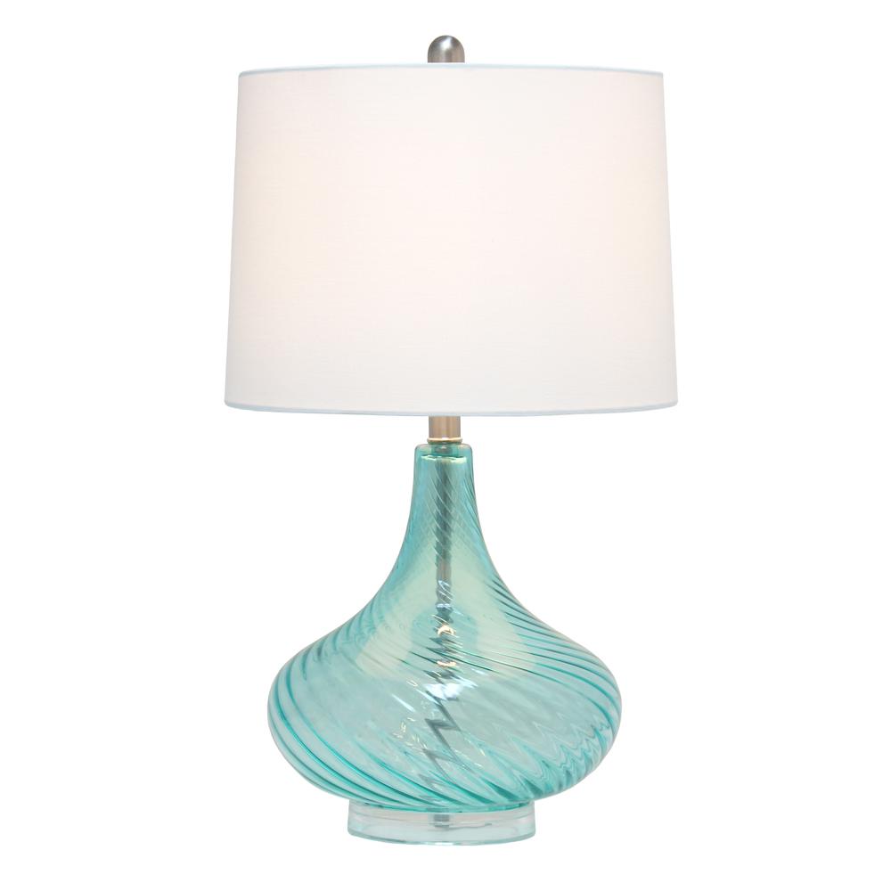 Lalia Home 24" Classix Contemporary Wavy Colored Glass Table Lamp. Picture 9