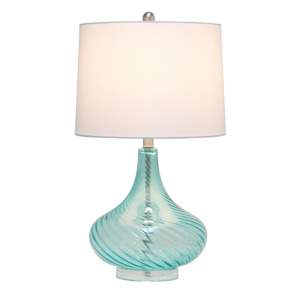 Lalia Home 24" Classix Contemporary Wavy Colored Glass Table Lamp. Picture 10