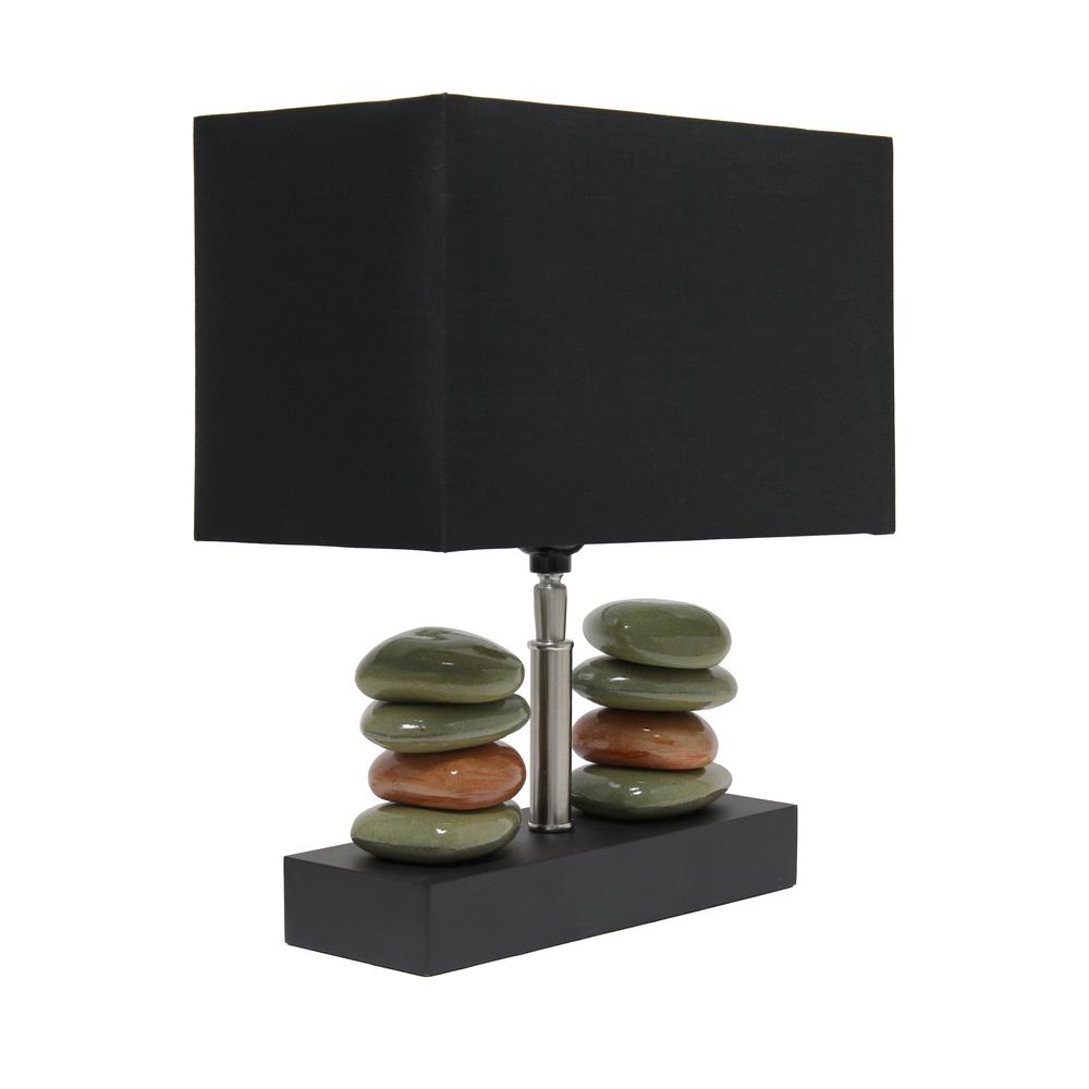 14" Contemporary Tranquil Stone Table Lamp, Black. Picture 2