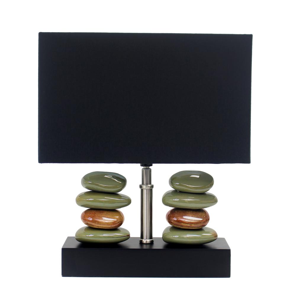 14" Contemporary Tranquil Stone Table Lamp, Black. Picture 3