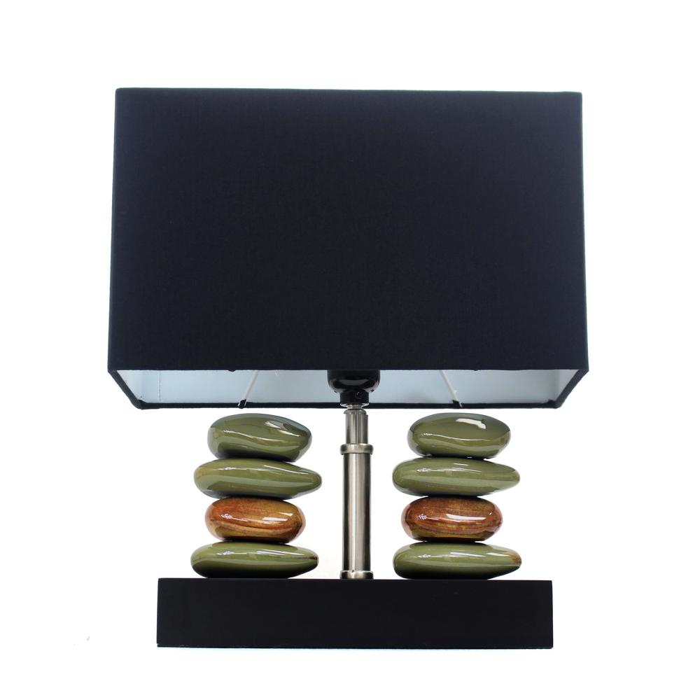 14" Contemporary Tranquil Stone Table Lamp, Black. Picture 9