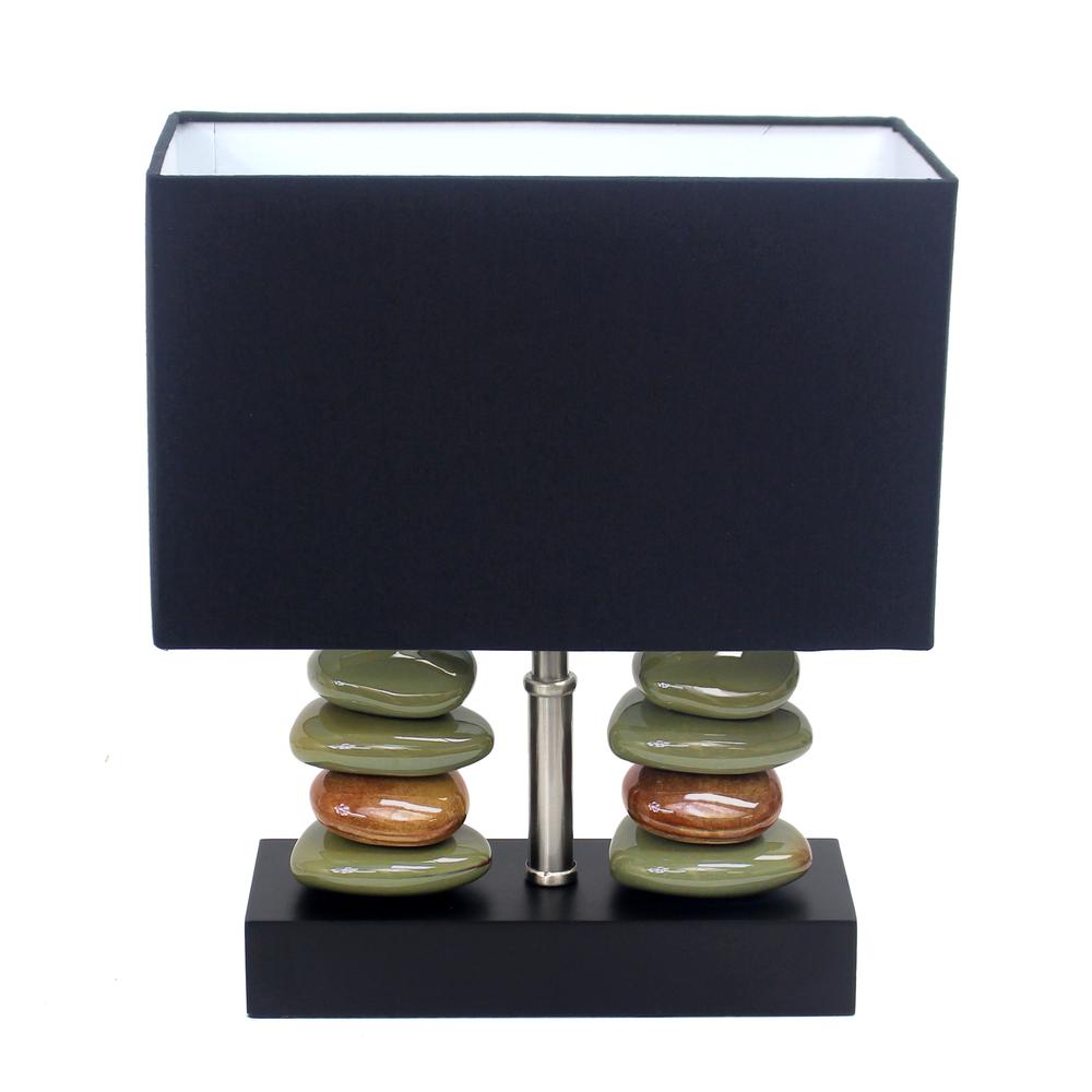 14" Contemporary Tranquil Stone Table Lamp, Black. Picture 1