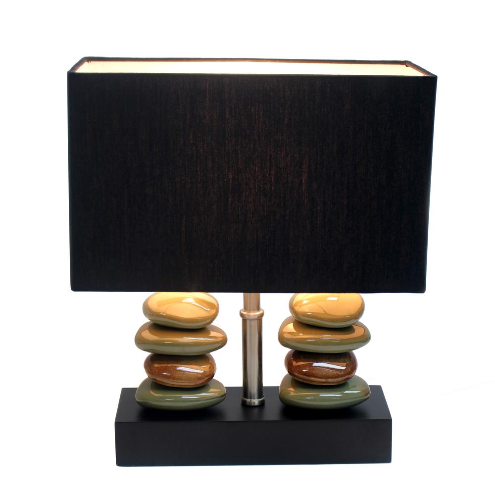 14" Contemporary Tranquil Stone Table Lamp, Black. Picture 13