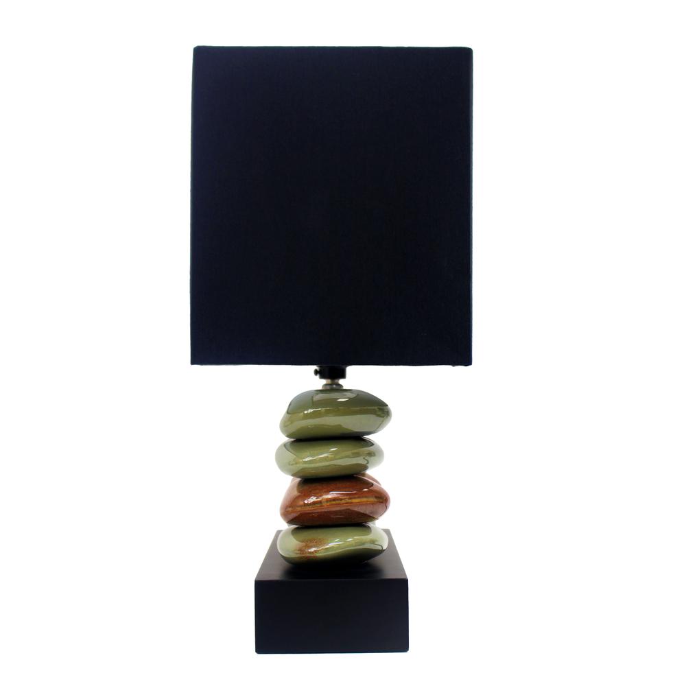14" Contemporary Tranquil Stone Table Lamp, Black. Picture 14