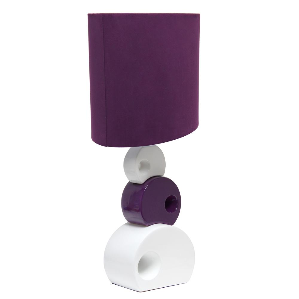 28.5" Modern Stacked Circle Table Lamp with Angled Drum Shade, Purple. Picture 2