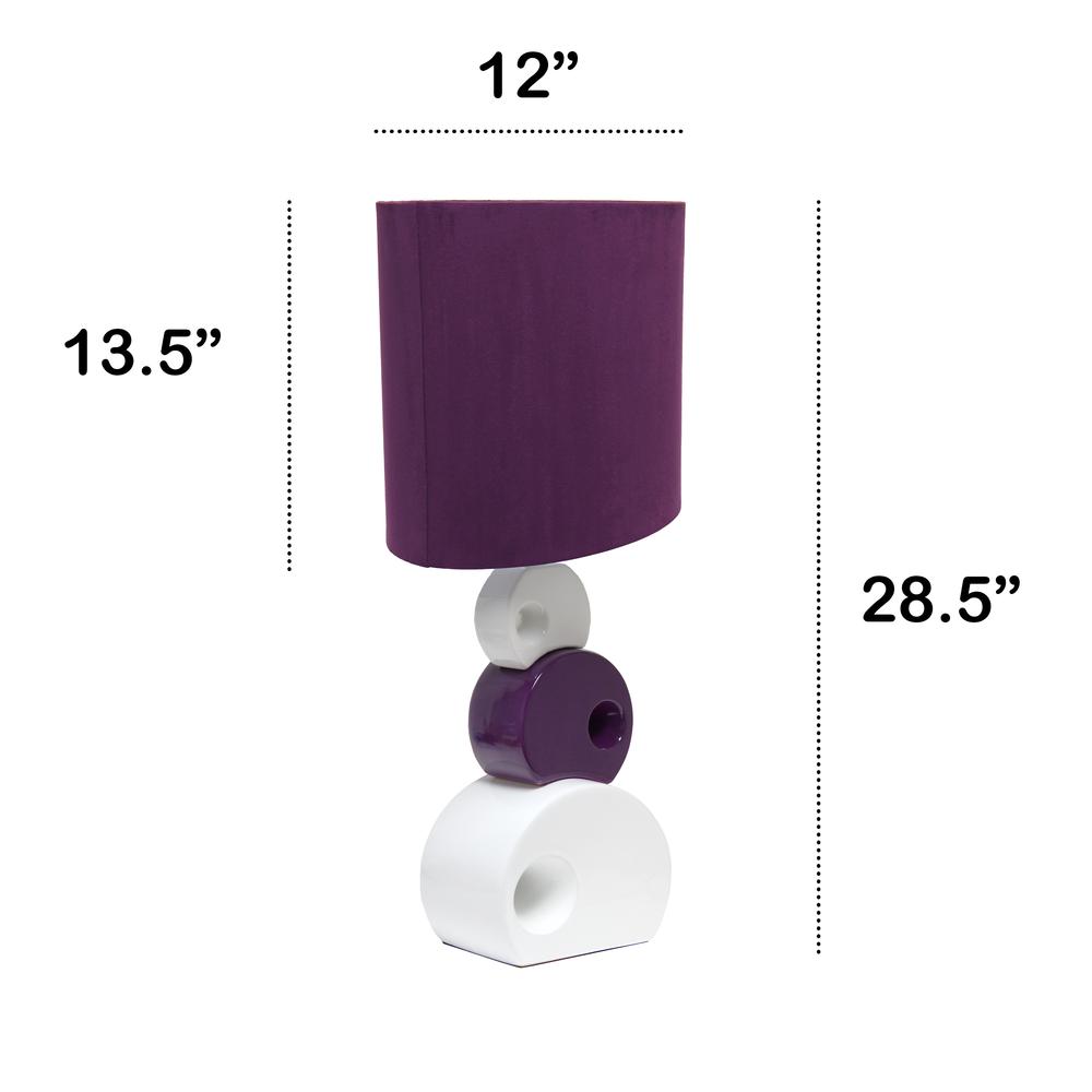 28.5" Modern Stacked Circle Table Lamp with Angled Drum Shade, Purple. Picture 6