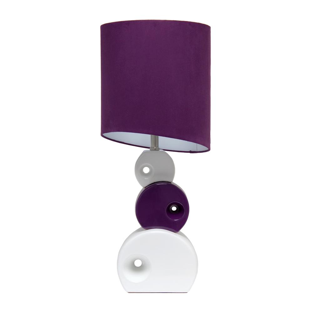 28.5" Modern Stacked Circle Table Lamp with Angled Drum Shade, Purple. Picture 1