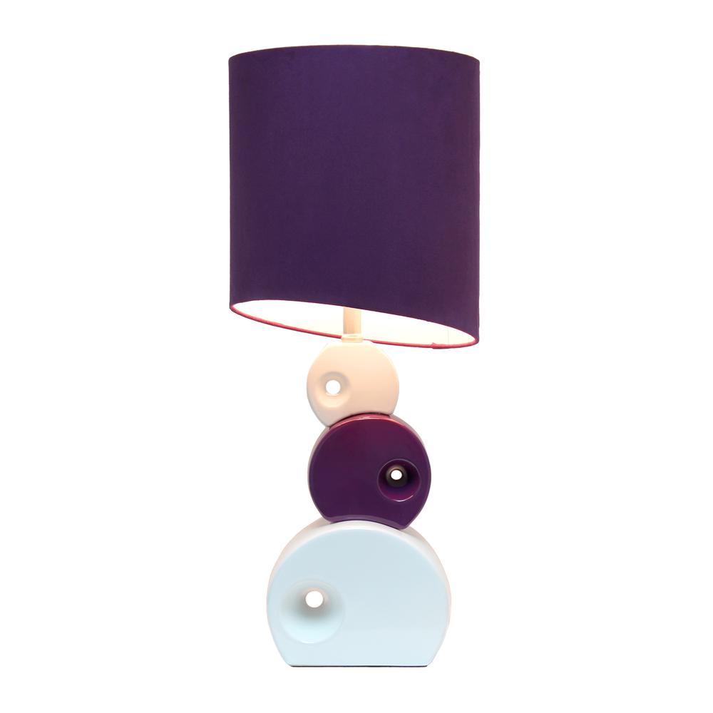 28.5" Modern Stacked Circle Table Lamp with Angled Drum Shade, Purple. Picture 8
