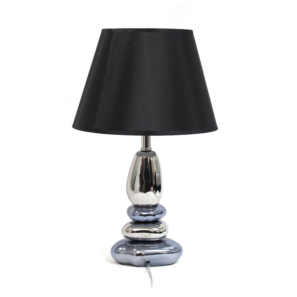 21.5" Contemporary Ebb and Flow Stacked Stone Table Lamp, Chrome Blue. Picture 5