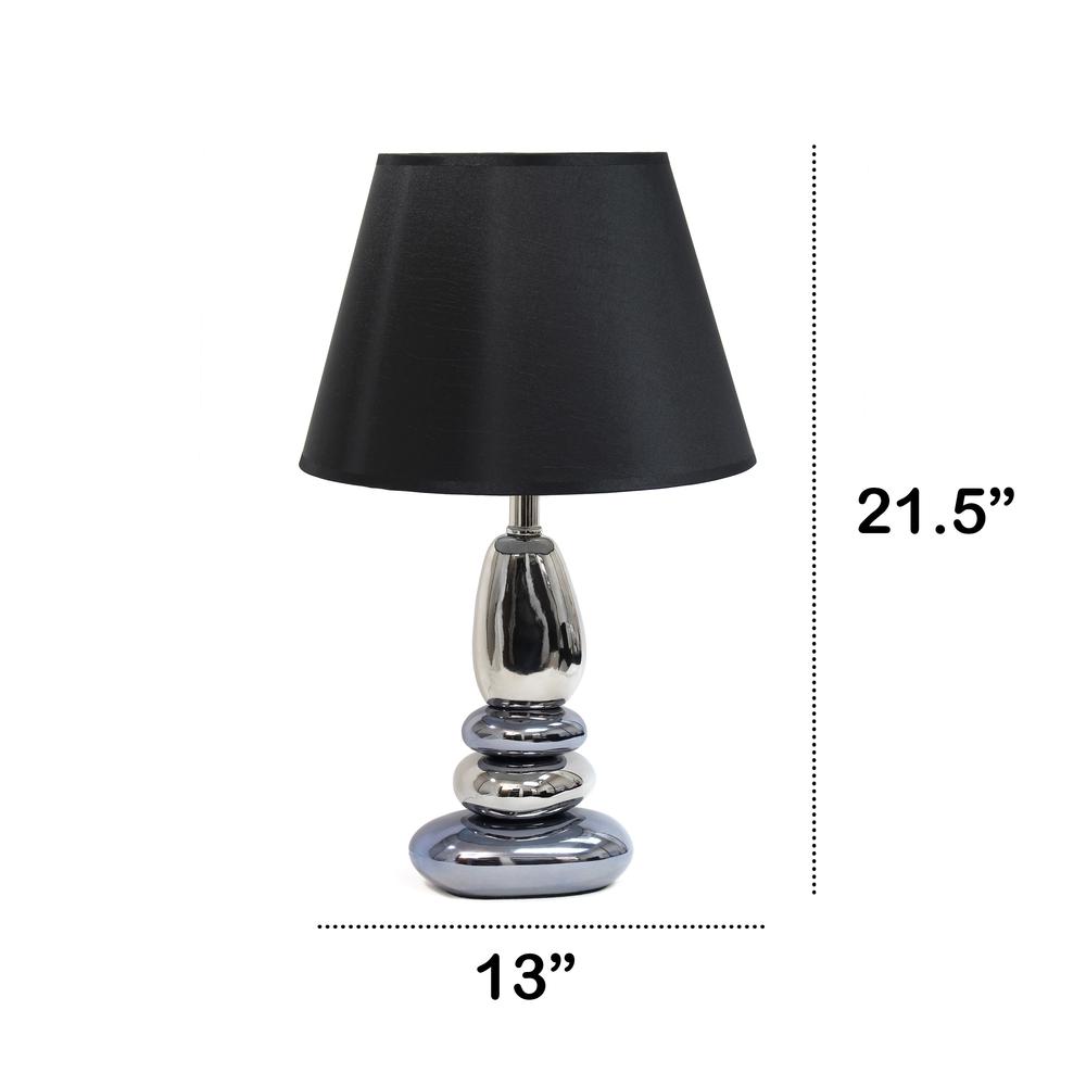 21.5" Contemporary Ebb and Flow Stacked Stone Table Lamp, Chrome Blue. Picture 10