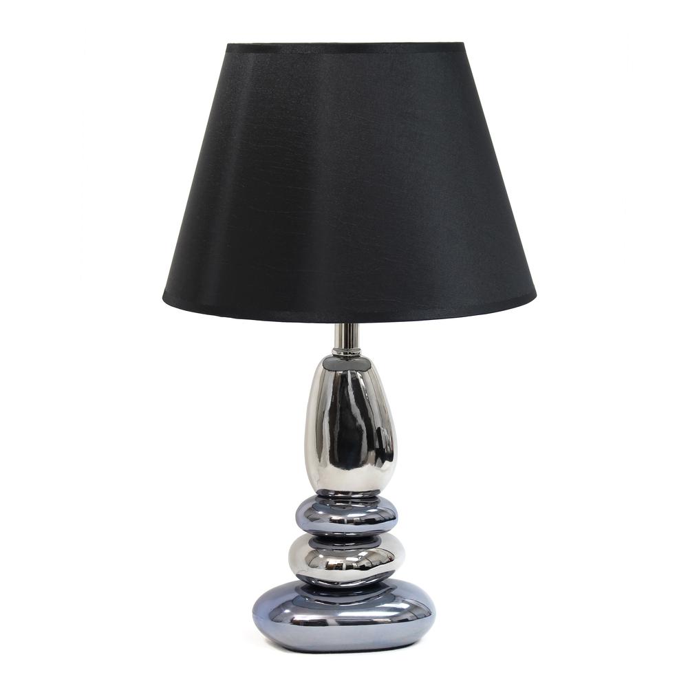 21.5" Contemporary Ebb and Flow Stacked Stone Table Lamp, Chrome Blue. Picture 14