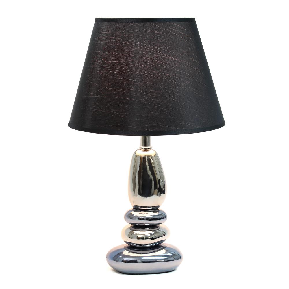 21.5" Contemporary Ebb and Flow Stacked Stone Table Lamp, Chrome Blue. Picture 16