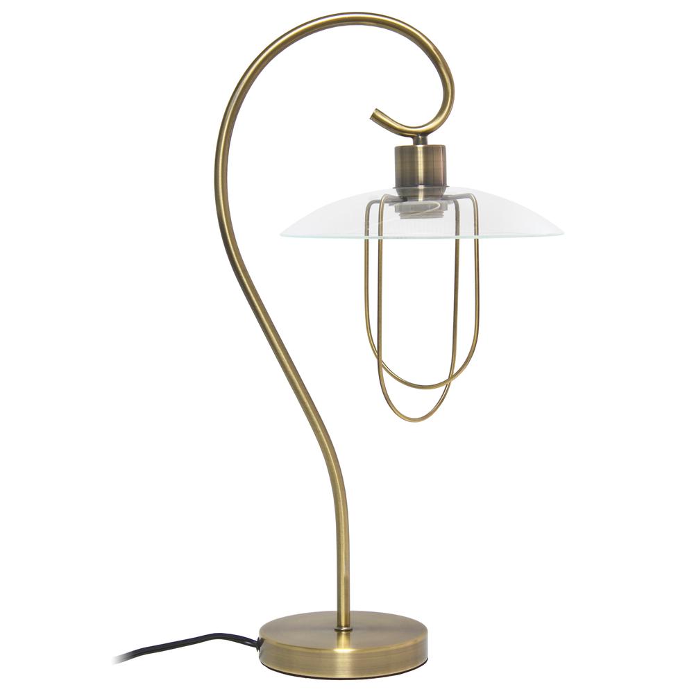 Modern Metal Scroll Table Lamp, Antique Brass. Picture 6