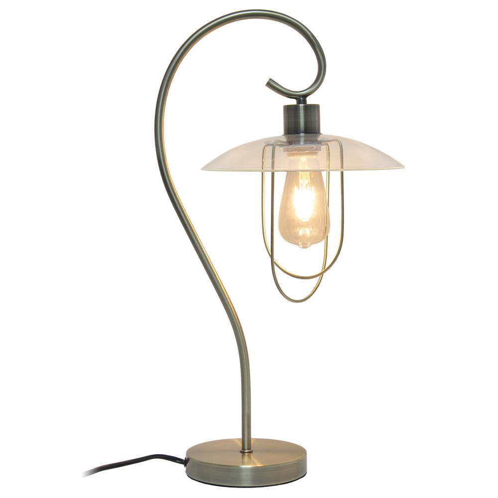 Modern Metal Scroll Table Lamp, Antique Brass. Picture 8