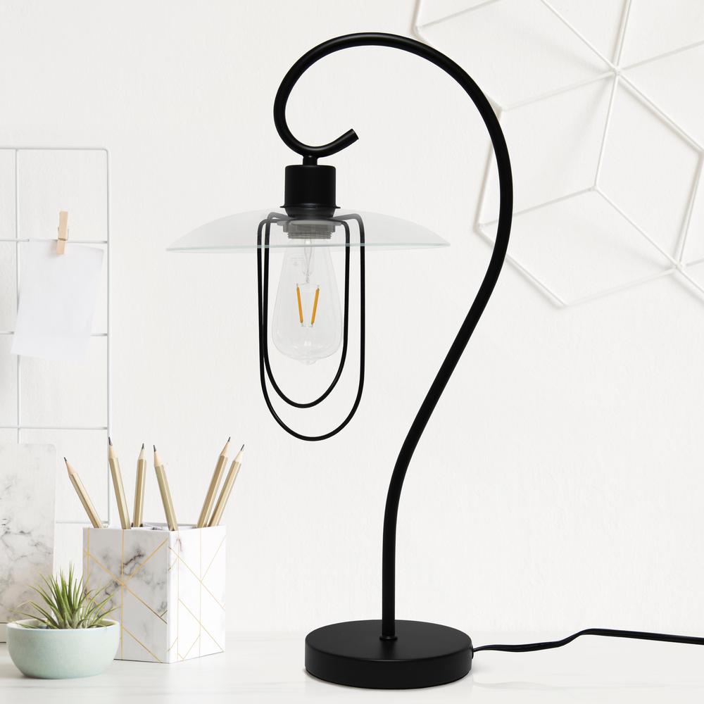 Modern Metal Scroll Table Lamp, Black. Picture 2