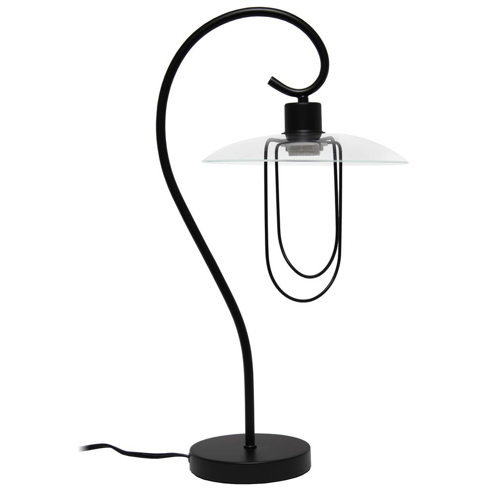 Modern Metal Scroll Table Lamp, Black. Picture 6