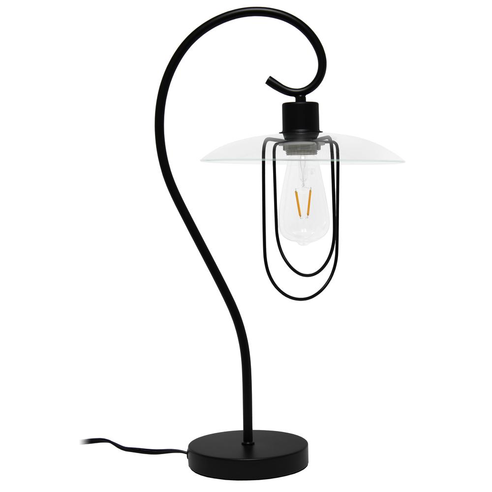 Modern Metal Scroll Table Lamp, Black. Picture 7