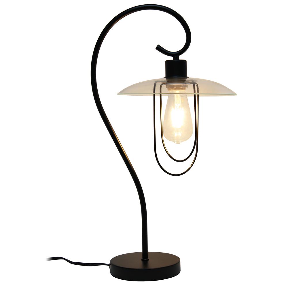 Modern Metal Scroll Table Lamp, Black. Picture 8