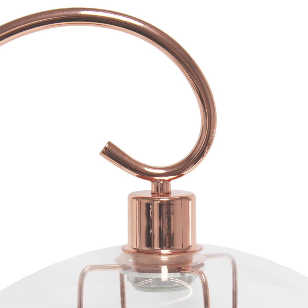 Modern Metal Scroll Table Lamp, Rose Gold. Picture 3
